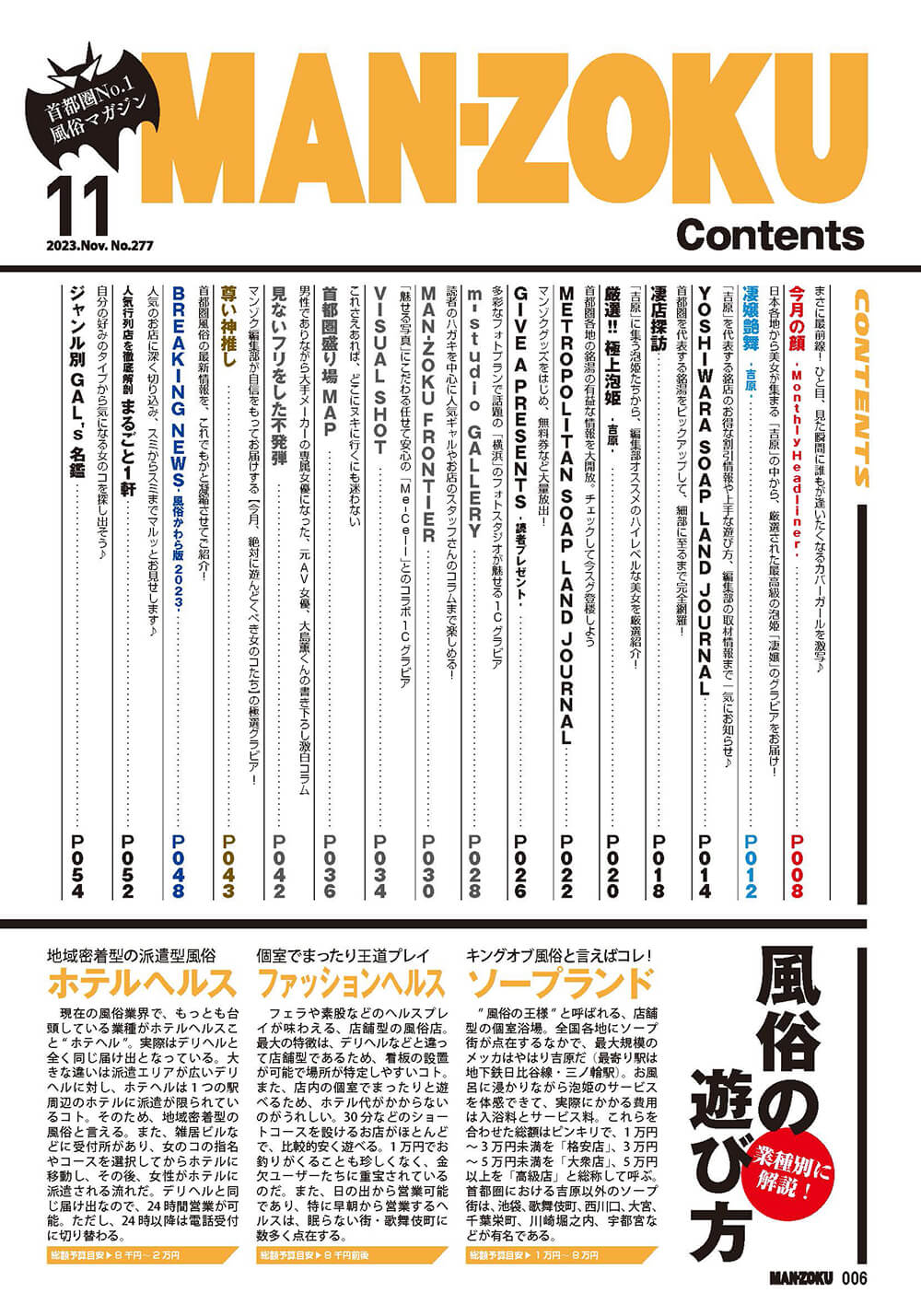 月刊マンゾク11月号 目次